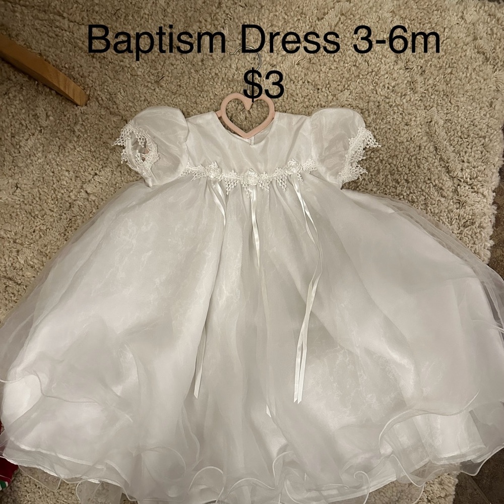 White Baptism Dress with Lace Details
